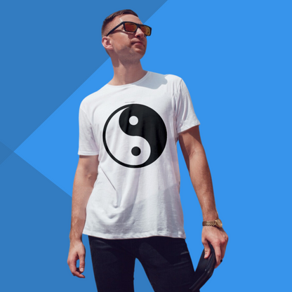 Yin Yang Printed Men's White T-Shirt - Mystical Men's T-Shirt