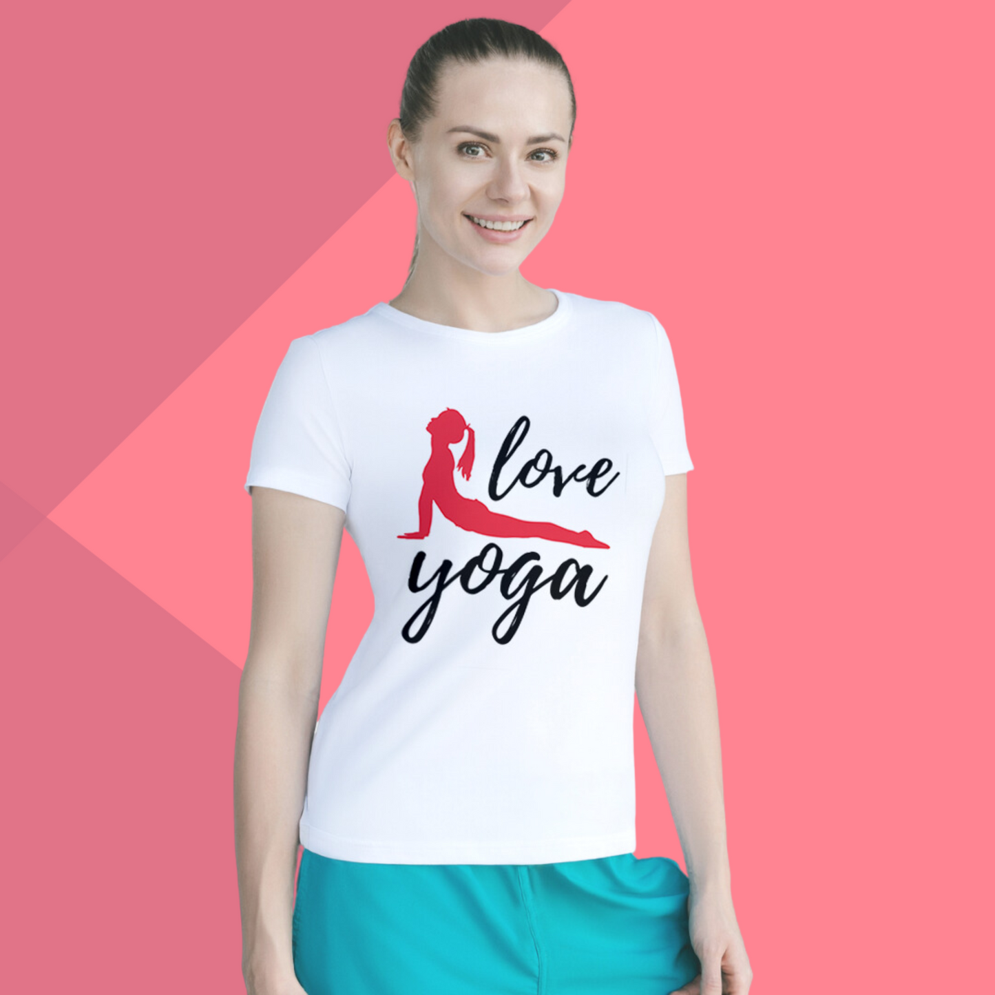 Love Yoga Print Women's White T-Shirt - T-Shirt for Yoga Lover's