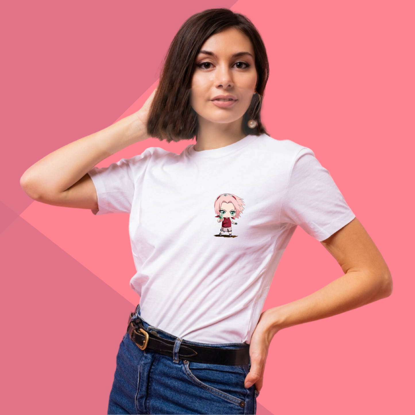 Sakura Printed Women's White T-Shirt - Perfect for Anime Lover's