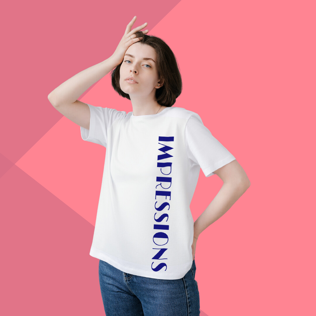 Women's IMPRESSION Printed White Premium T-Shirt - Best Selling Women's Cotton T-Shirt