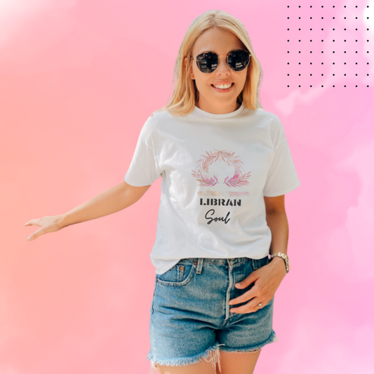 Embrace Your Inner Harmony with Women's "Libran" Zodiac Sign Printed White T-Shirt