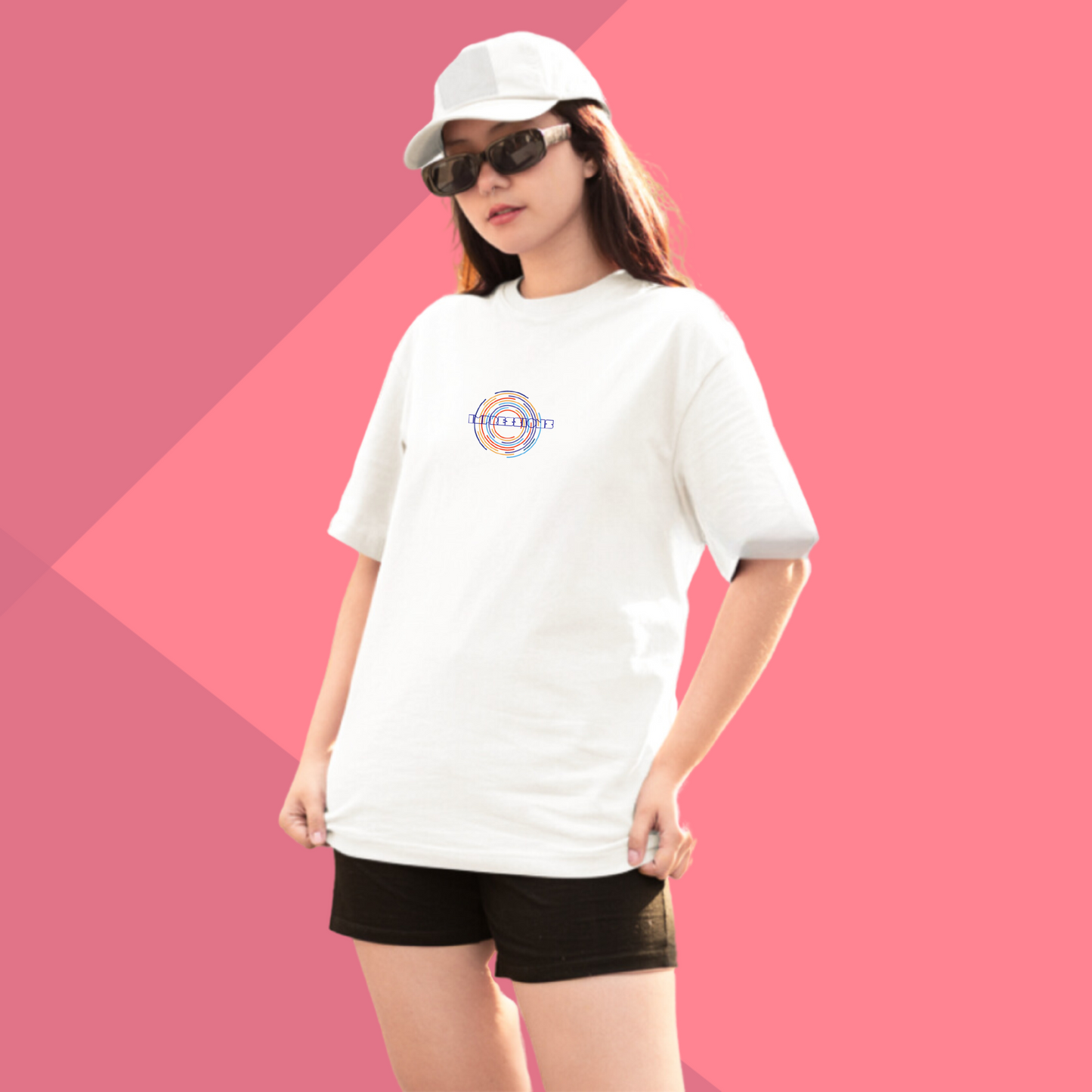 Women's IMPRESSION Printed Oversized White Classic T-Shirt - Oversized T-Shirt for Her