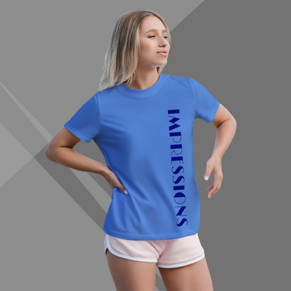 Women's IMPRESSION Printed Blue Premium T-Shirt - Best Selling Women's Cotton T-Shirt