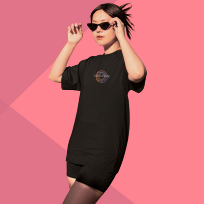 Women's IMPRESSION Printed Oversized Black Classic T-Shirt - Oversized T-Shirt for Her