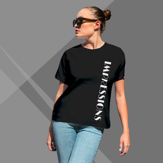 Women's IMPRESSION Printed Black Premium T-Shirt - Best Selling Women's Cotton T-Shirt