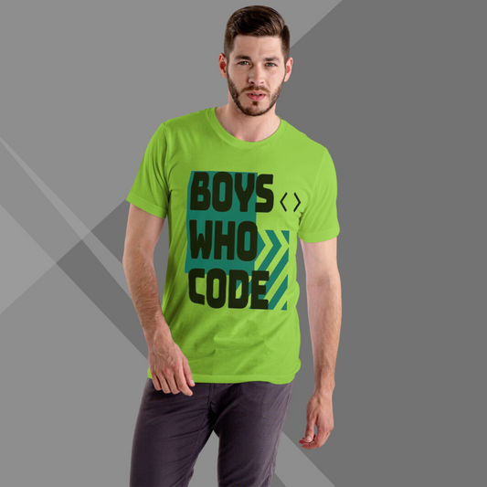 Boys Who Code Printed Green Tech T-Shirt - Show Your Love for Tech