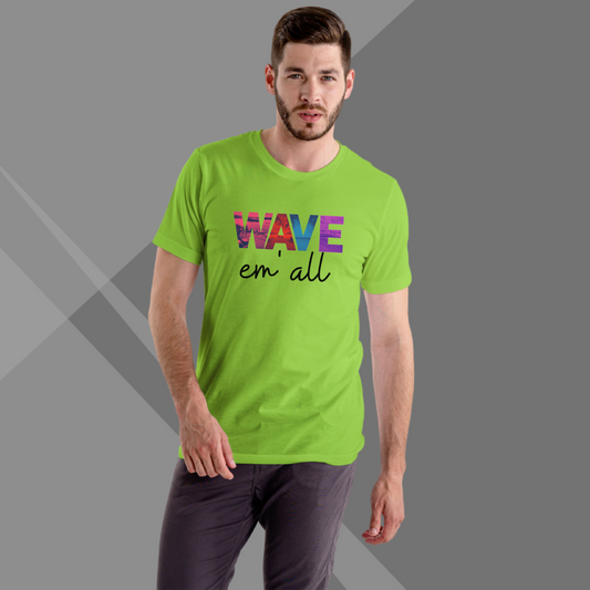 WAVE EM ALL Printed Men's Green T-Shirt - Casual T-Shirt