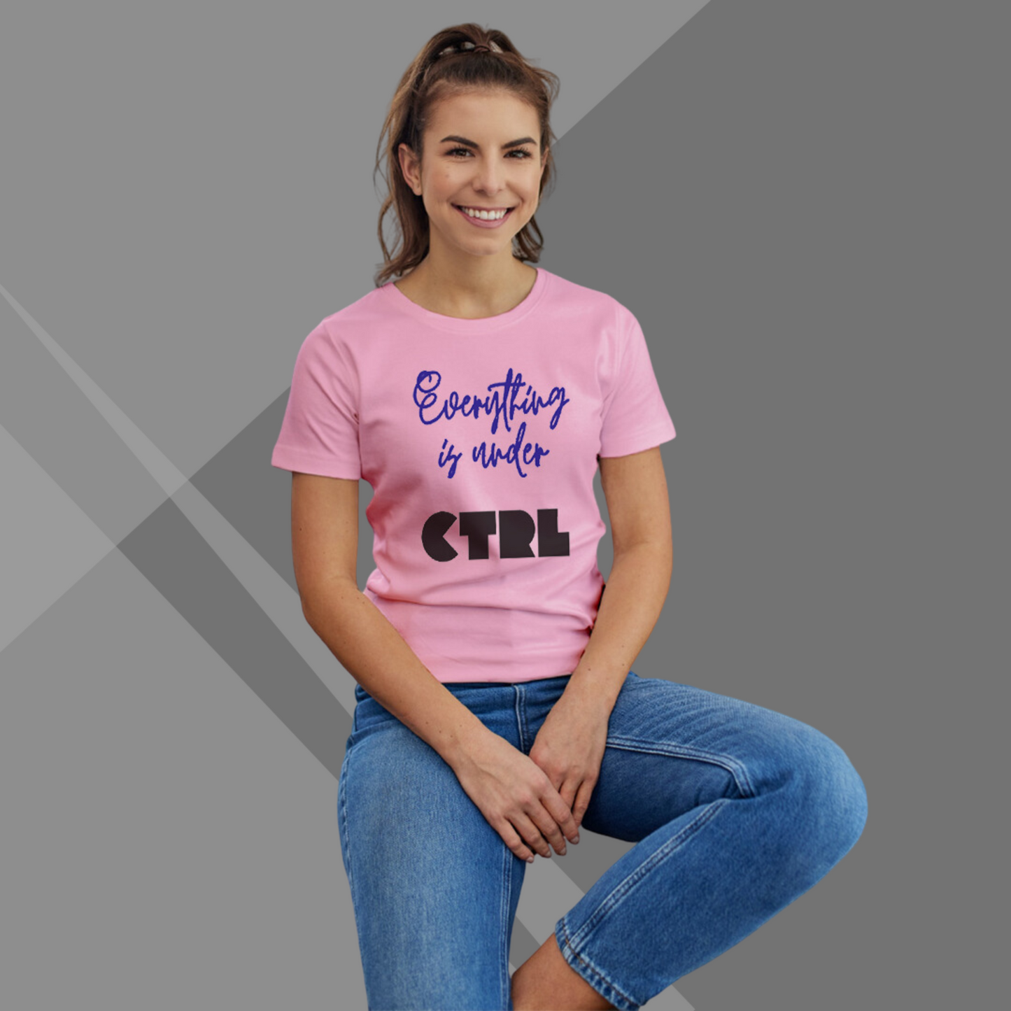 Everything is Under CTRL Printed Women's Pink T-Shirt - Tech T-Shirt for Women