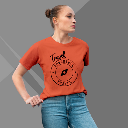 Travel , Adventure Printed Women's Orange T-Shirt - Perfect t-Shirt for Travel enthusiast