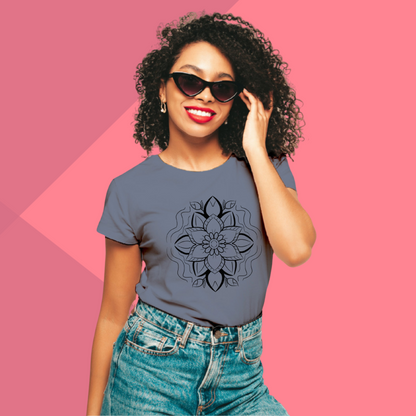 Chakra Symbol Printed Women's Grey T-Shirt