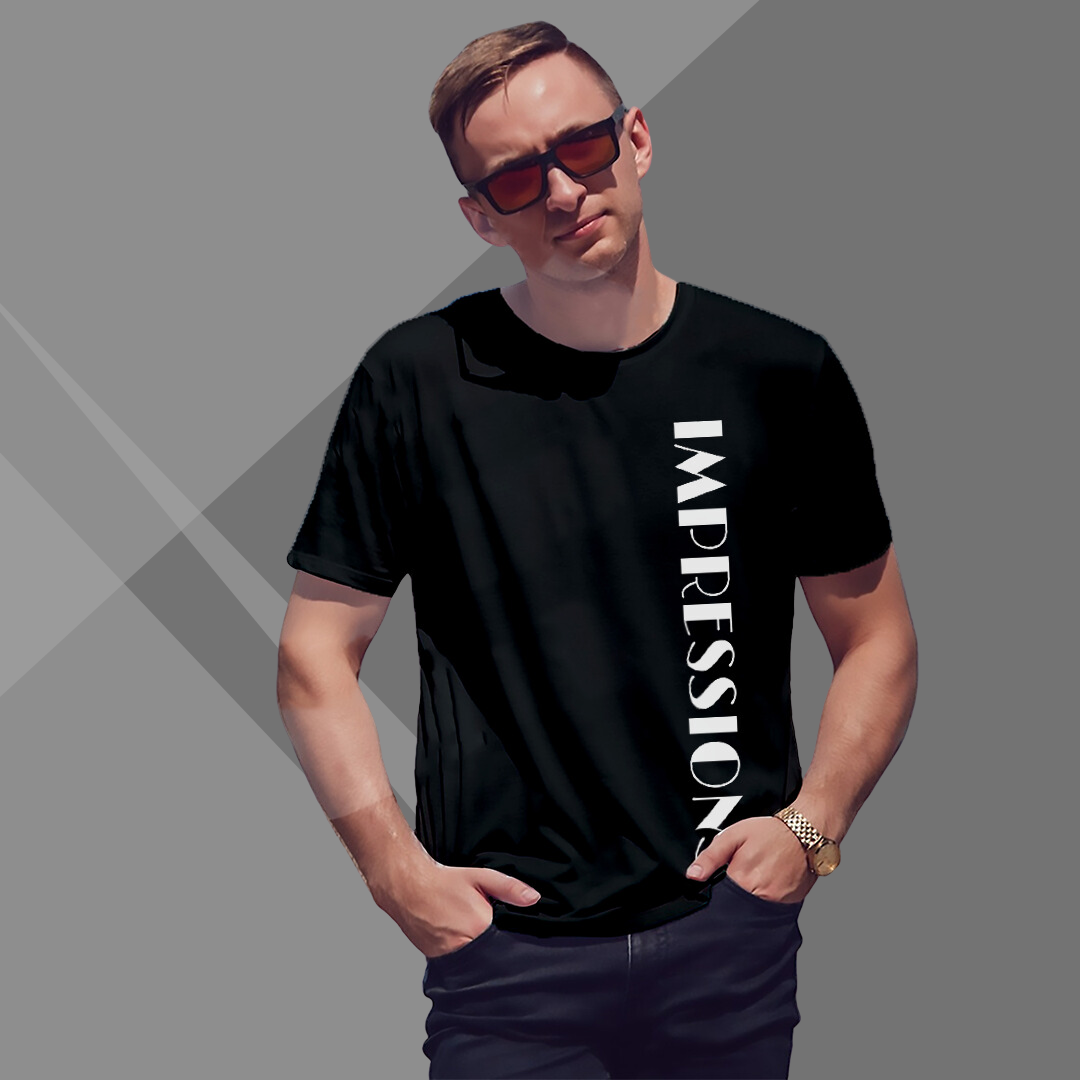 Men's IMPRESSION Printed Black Premium T-Shirt - Men's Best Selling Cotton T-Shirt