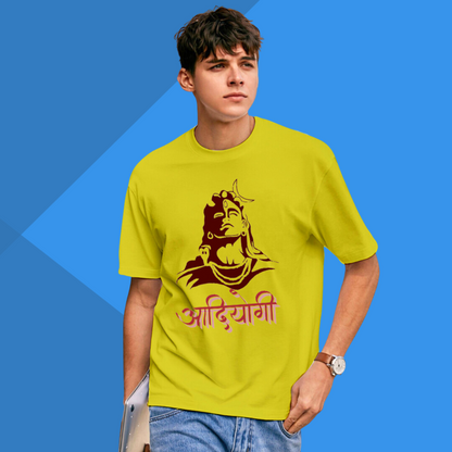 आदियोगी Yellow T-Shirt for Men's Graphic Printed - Mahadev T-Shirt