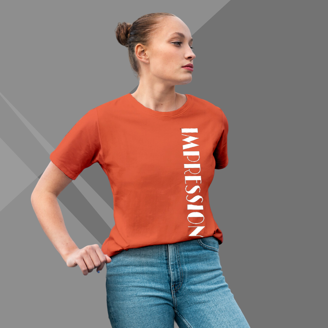 Women's IMPRESSION Printed Orange Premium T-Shirt - Best Selling Women's Cotton T-Shirt