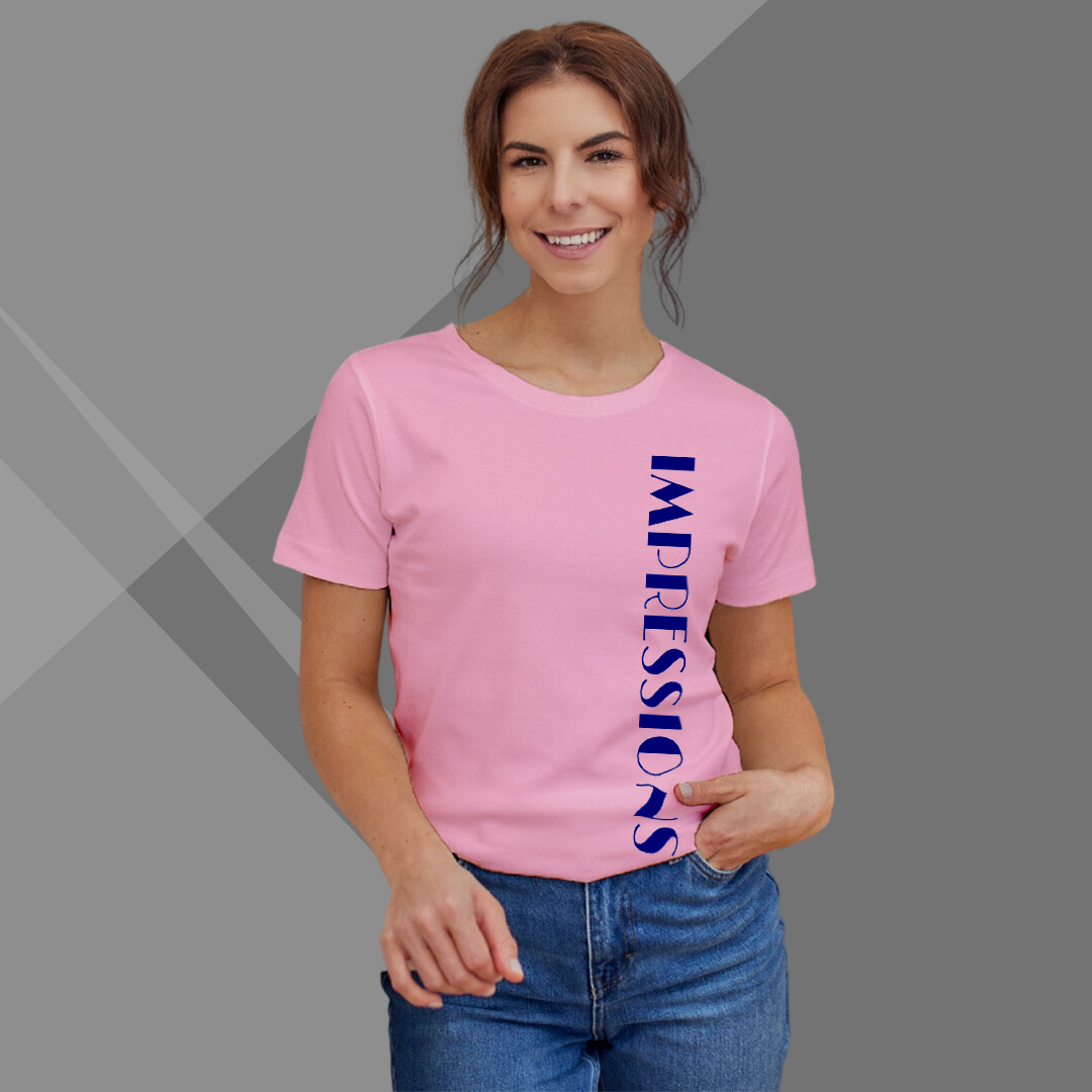 Women's IMPRESSION Printed Pink Premium T-Shirt - Best Selling Women's Cotton T-Shirt