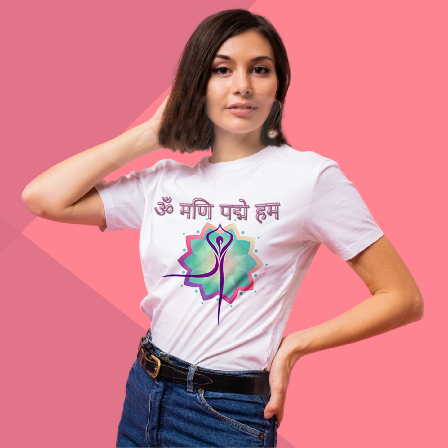 Yogasan Sanskrit Print Women's White T-Shirt - Spiritual t-shirt