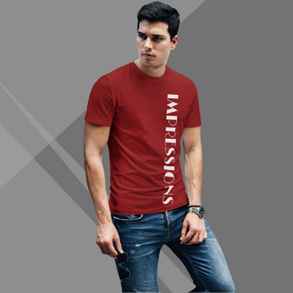 Men's IMPRESSION Printed Maroon Premium T-Shirt - Men's Best Selling Cotton T-Shirt