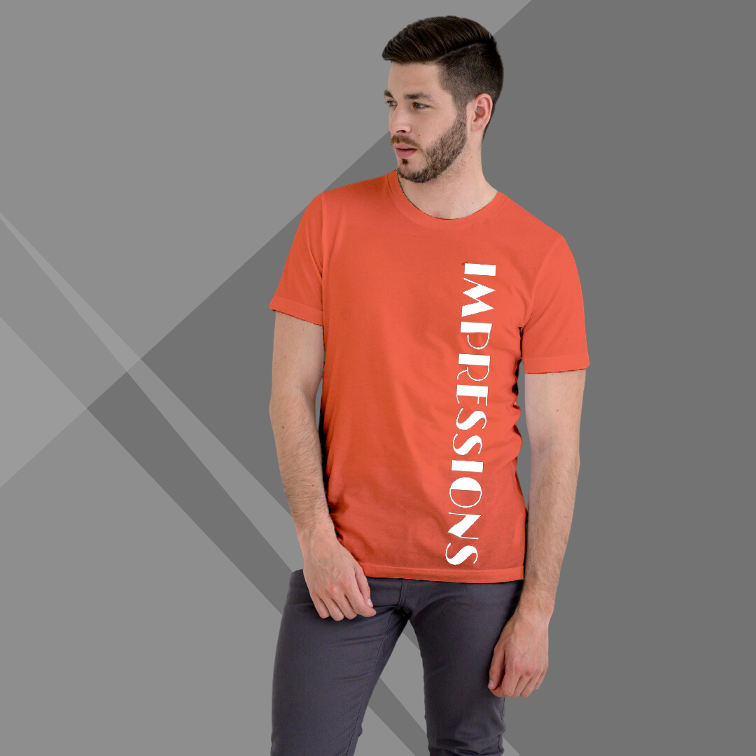 Men's IMPRESSION Printed Orange Premium T-Shirt - Men's Best Selling Cotton T-Shirt