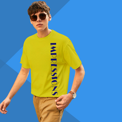 Men's IMPRESSION Printed Yellow Premium T-Shirt - Men's Best Selling Cotton T-Shirt