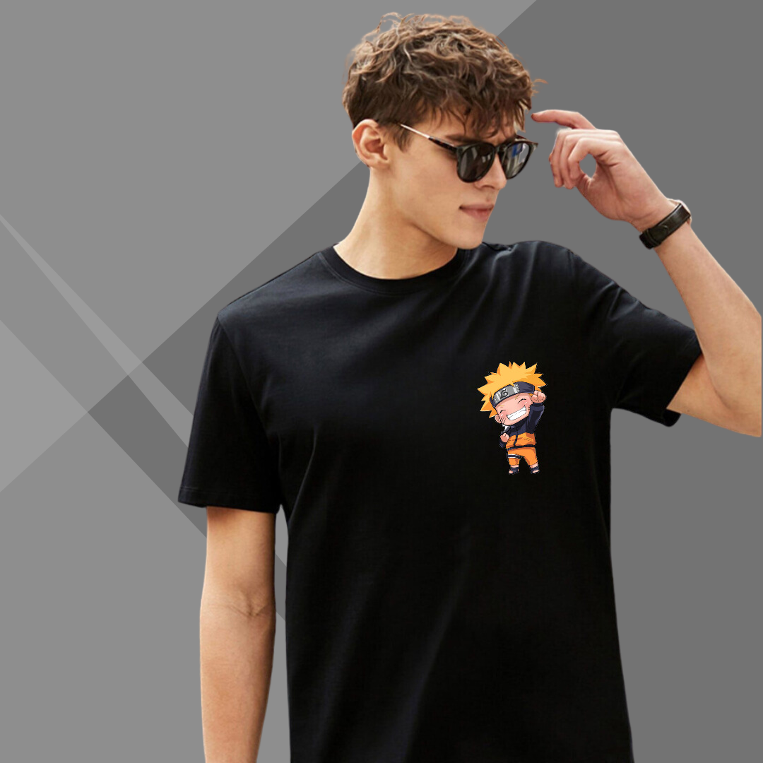 Naruto Printed Men's Black T-Shirt - Anime T-Shirt for Men's