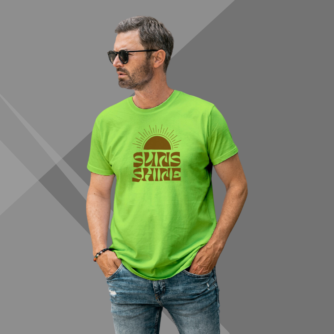 "Sun Shine" Printed Green T-Shirt - Radiate Positivity