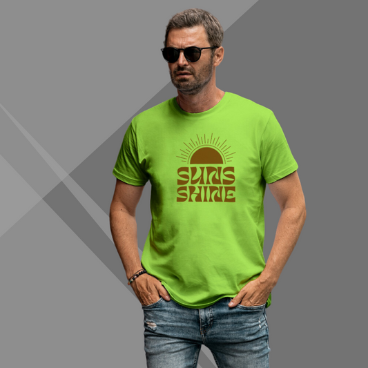 "Sun Shine" Printed Green T-Shirt - Radiate Positivity