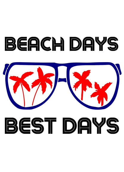 "Savor the Sunshine with 'Beach Days, Best Days' Printed Green T-Shirt"