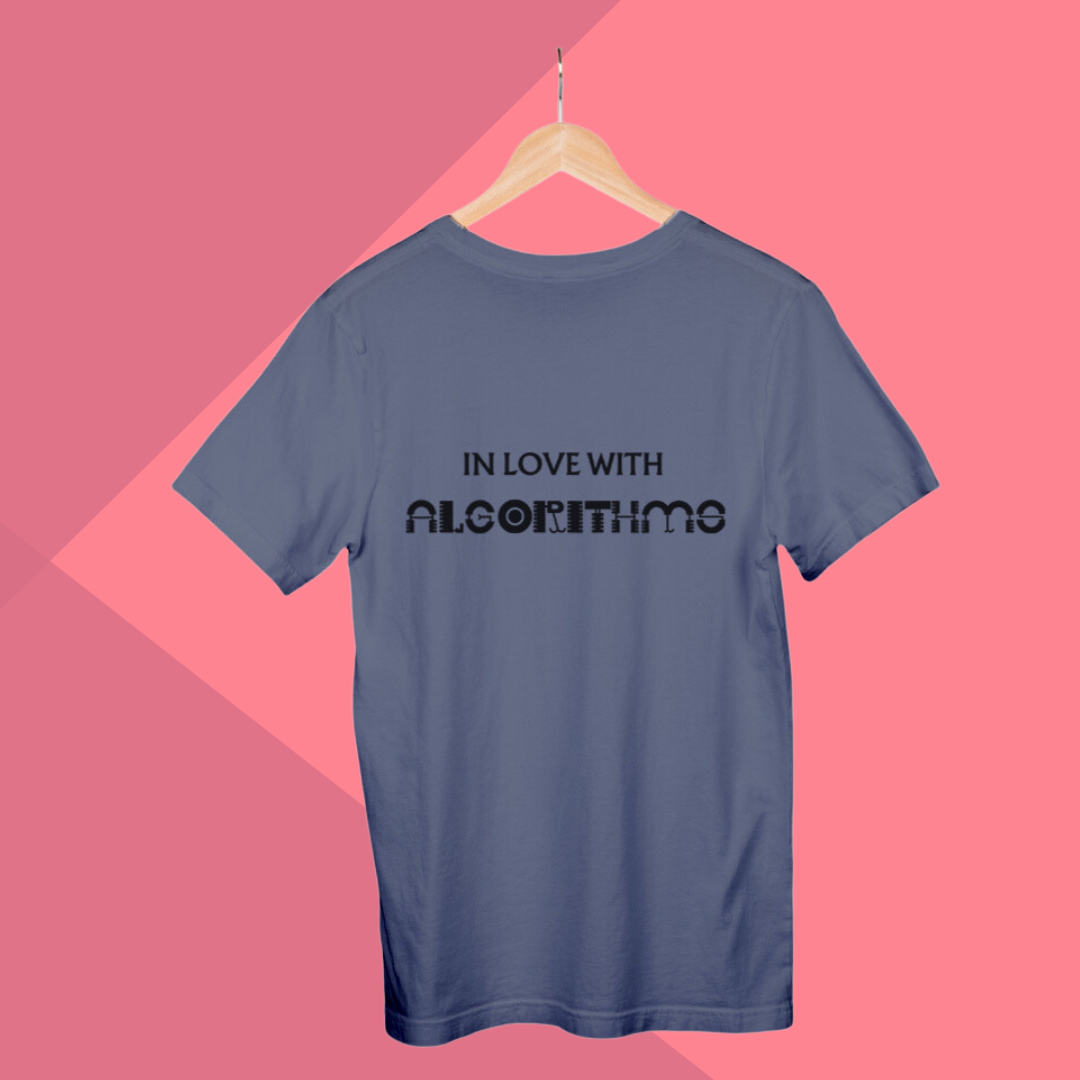 "Embrace Your Love for Algorithms with Women's 'In Love With Algorithm' Printed Grey T-Shirt"