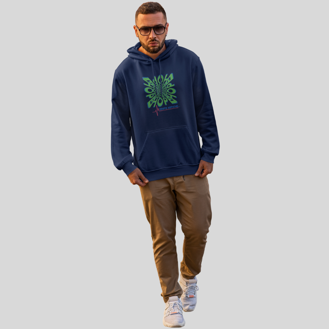 "Spread Hope and Positivity with Our Men's 'Hope Costs Nothing' Printed Blue Hoodie"