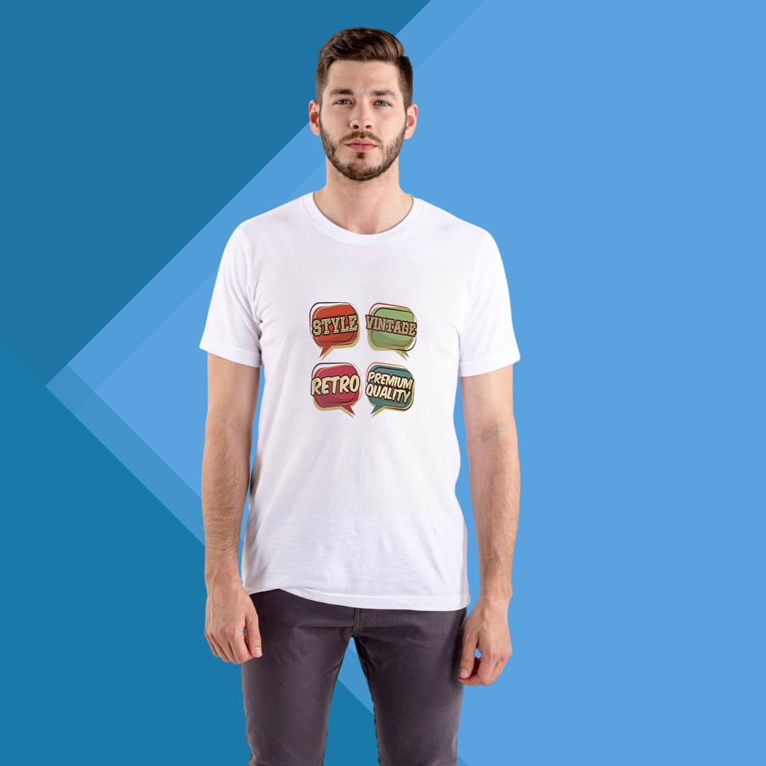 "Elevate Your Style with 'Style, Vintage, Retro, Premium Quality' Printed Men's T-Shirt"