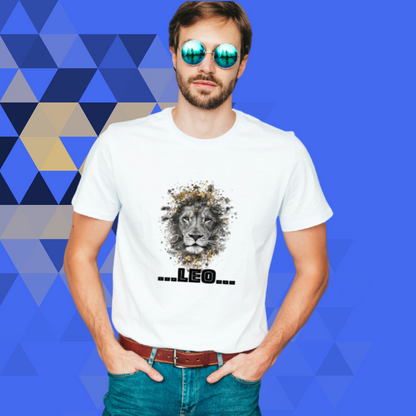 "Roar like a Lion with Our 'Leo' Zodiac Sign Printed Men's White T-Shirt"