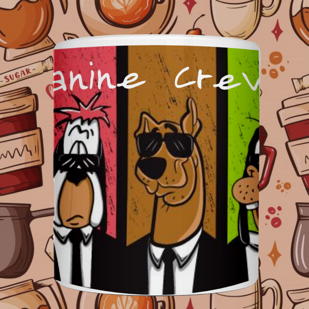 "Whimsical Canine Crew" Cartoon Dogs Printed Ceramic Mugs