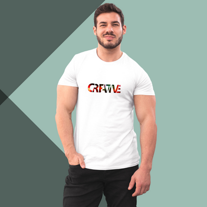 Unleash Your Creativity with "Creative" Printed Men's White T-Shirt!