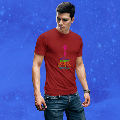 Rock Out in Style with the Men's "Guitar" Printed Maroon T-shirt!