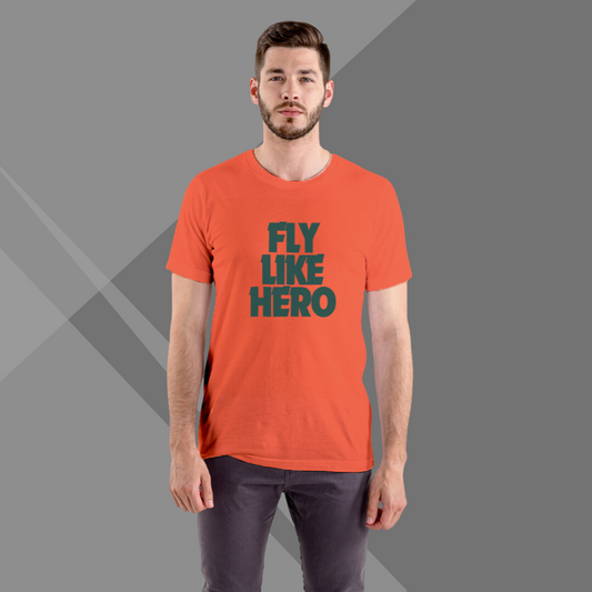 "Fly Like a Hero" Printed Orange T-Shirt - Soar to Greatness