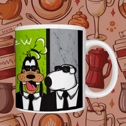 "Whimsical Canine Crew" Cartoon Dogs Printed Ceramic Mugs