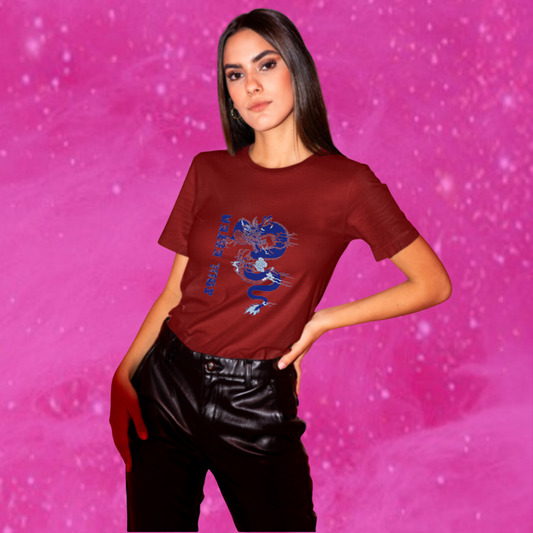 "Unleash Your Dark Side with 'Soul Eater' Printed Women's Maroon T-shirt!"