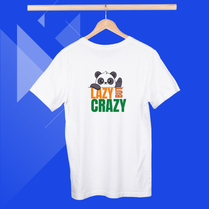 Embrace Your Laziness with Men's "Lazy But Crazy" Printed White T-Shirt