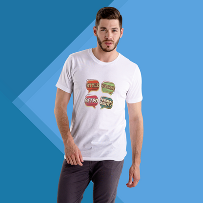 "Elevate Your Style with 'Style, Vintage, Retro, Premium Quality' Printed Men's T-Shirt"