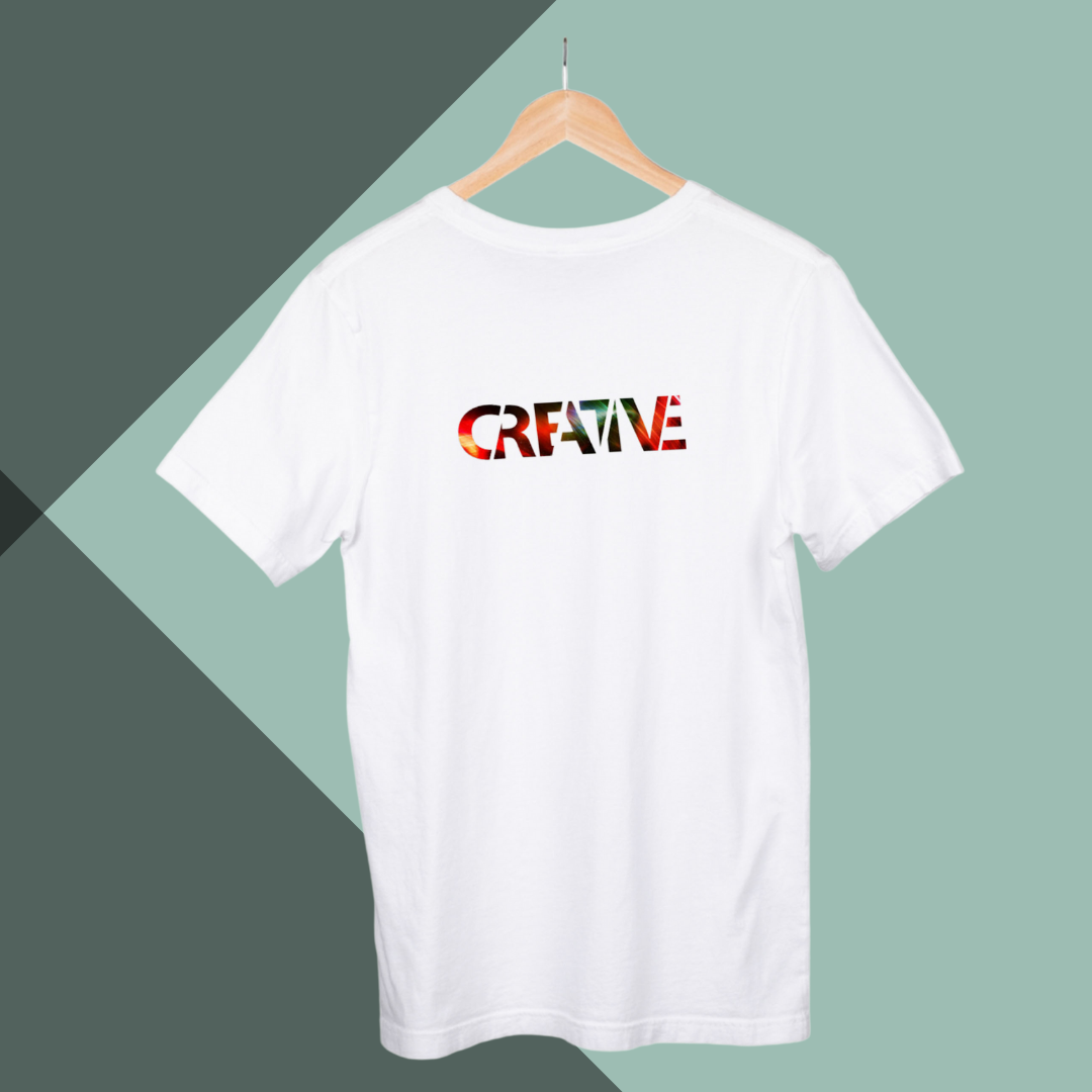 Unleash Your Creativity with "Creative" Printed Men's White T-Shirt!