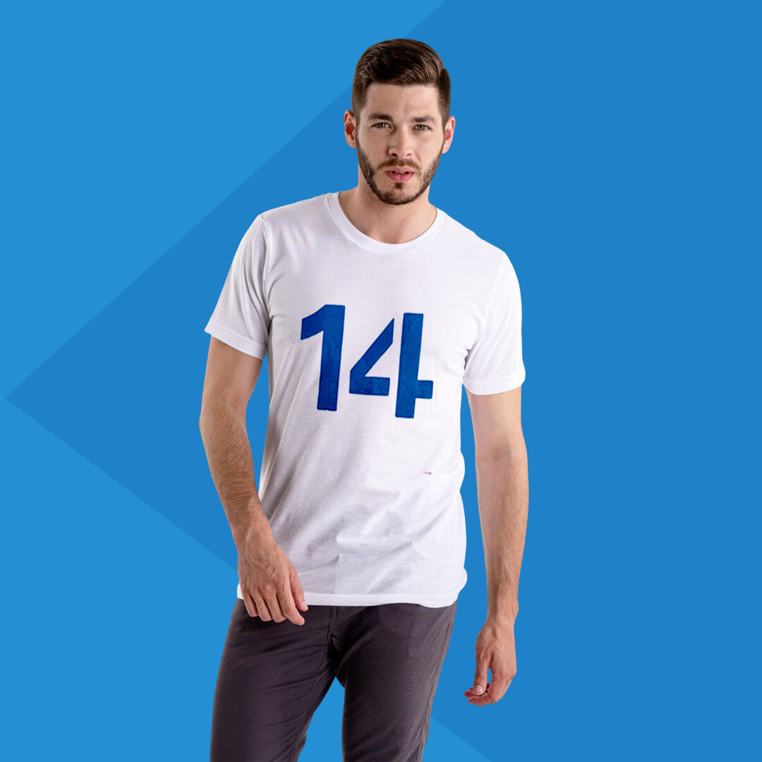 Number 14 white printed t-shirt for men best