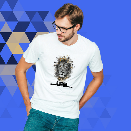 "Roar like a Lion with Our 'Leo' Zodiac Sign Printed Men's White T-Shirt"