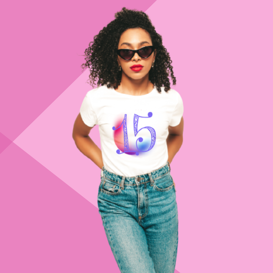 Number 15 white printed t-shirt for women under 500