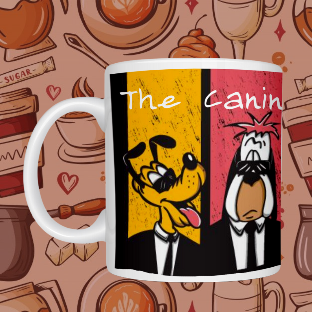 "Whimsical Canine Crew" Cartoon Dogs Printed Ceramic Mugs