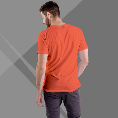 "Embrace Your Role as an Unstoppable Force of Good with the Men's 'Unstoppable Force of Good' Printed Orange T-Shirt"