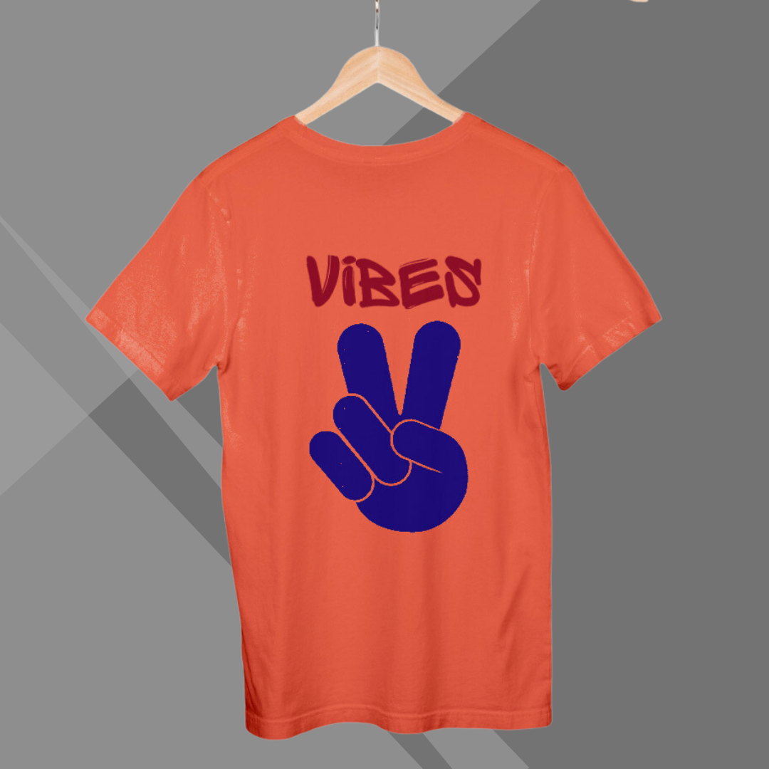 "Elevate Your Style with the Men's 'Vibes' Printed Orange T-Shirt"