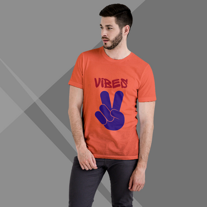 "Elevate Your Style with the Men's 'Vibes' Printed Orange T-Shirt"