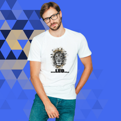 "Roar like a Lion with Our 'Leo' Zodiac Sign Printed Men's White T-Shirt"