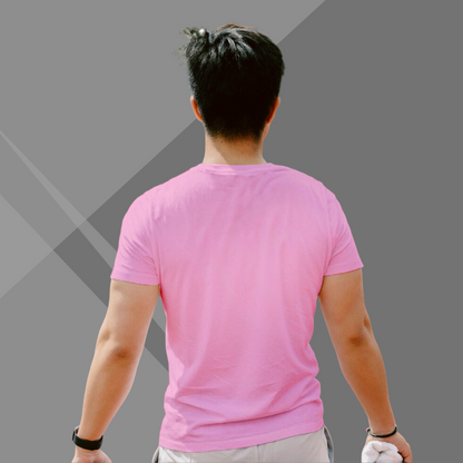 "Embrace Dual Roles with the Men's 'Code Hero Play Hero' Printed Pink T-Shirt"