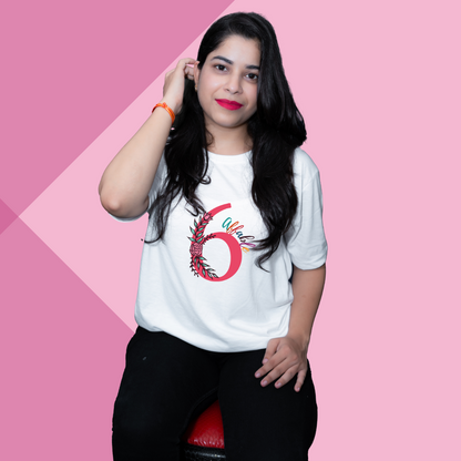 Number 6 white printed t-shirt for women under 500