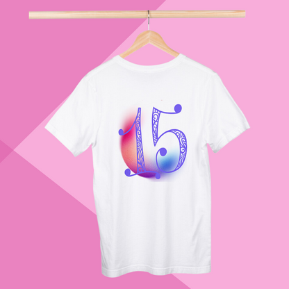 Number 15 white printed t-shirt for women best